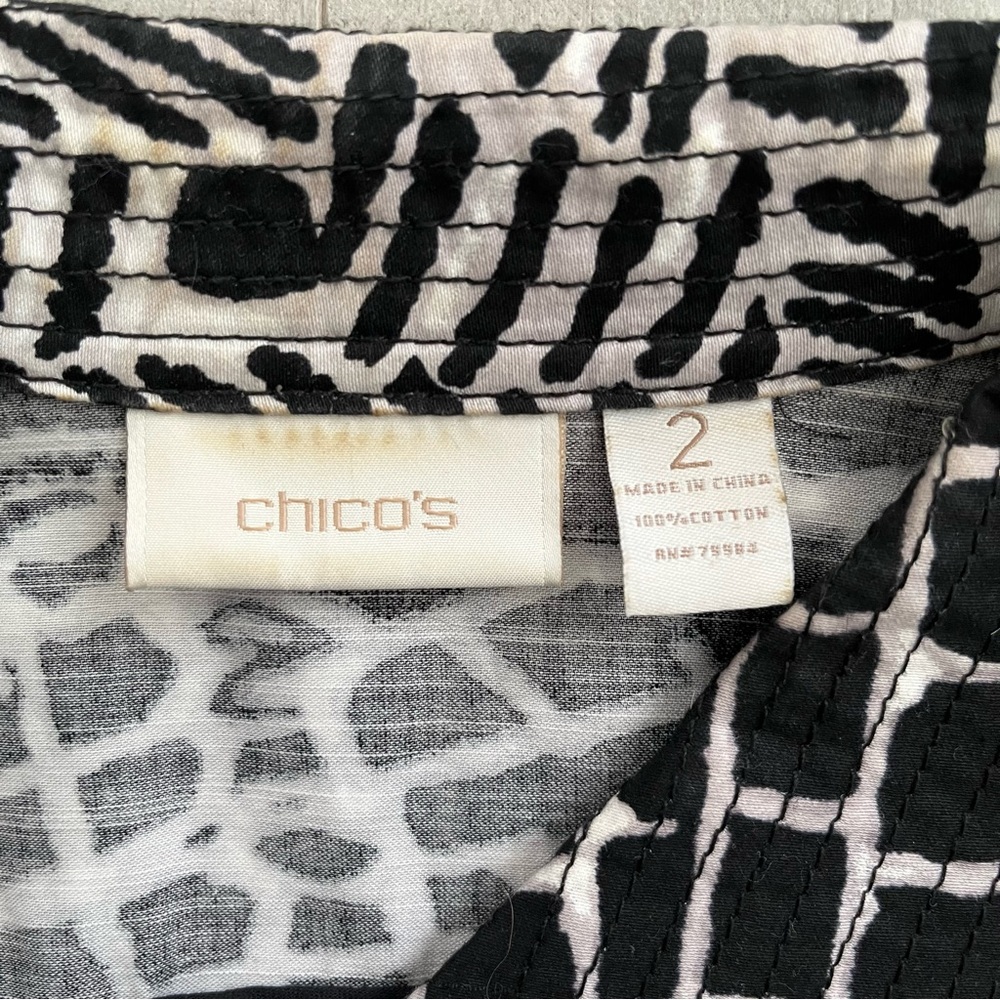 Vintage Chico’s Y2k Black & White Patterned Light… - image 6